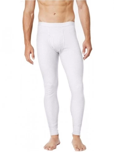 Thermal Underwear Mens Pajama Waffle Thermal Pants - White - C0185QEKTAH $14.28