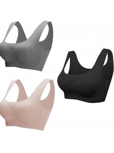 Bras Plus Size Ice Silk Comfort Bra for Women Sleep Leisure Sports Yoga - Gray+color+black - C9190HDYMC0 $47.78