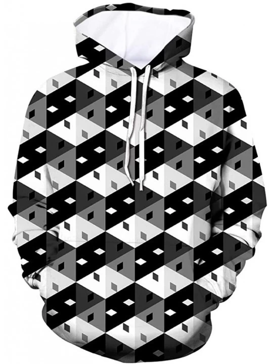 Thermal Underwear Men's Patterns Print 3D Digital Geometric Printed Sweaters Fashion Hoodies Sweatshirts Pullover - Black F -...