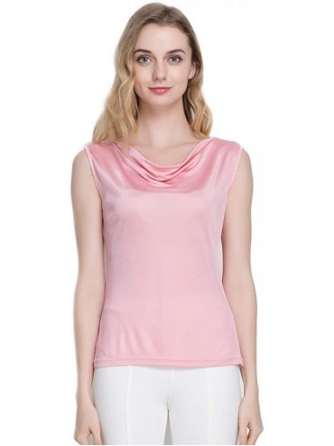 Slips Women's Silk Shirt Tank Tops Sleeveless Blouse - Pink - C518UTNNG9X $60.79
