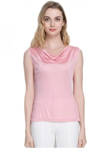 Slips Women's Silk Shirt Tank Tops Sleeveless Blouse - Pink - C518UTNNG9X $52.21