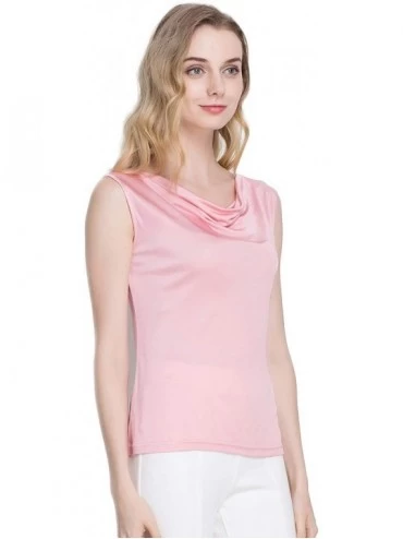 Slips Women's Silk Shirt Tank Tops Sleeveless Blouse - Pink - C518UTNNG9X $27.18