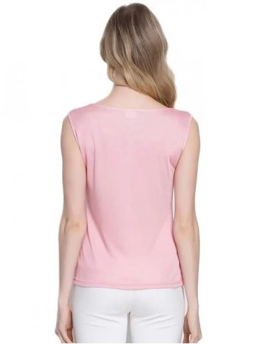 Slips Women's Silk Shirt Tank Tops Sleeveless Blouse - Pink - C518UTNNG9X $27.18