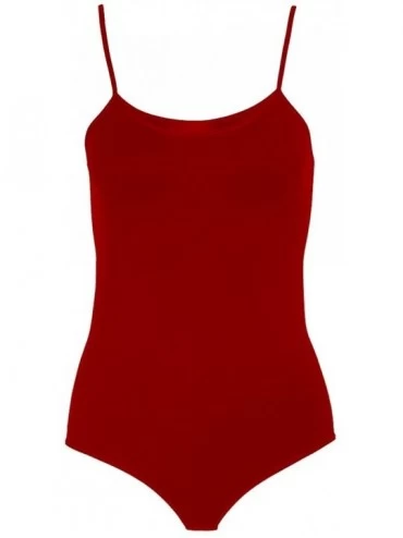 Shapewear Women's Sleeveless Sexy Leotard Cami Racker Bodysuit - Wine - C512DB67BUD $23.55