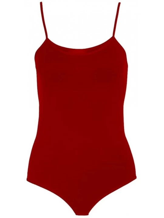 Shapewear Women's Sleeveless Sexy Leotard Cami Racker Bodysuit - Wine - C512DB67BUD $13.36