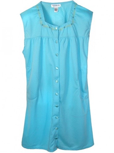 Robes Women's Sleeveless Button Front Duster Robe - Blue - CY182WZXQNX $28.43