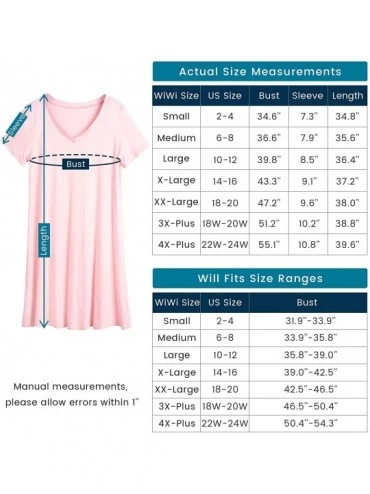 Nightgowns & Sleepshirts Women's Soft Bamboo Lightweight Nightgowns V Neck Nightwear Plus Size Short Sleeve Sleepwear S-4X - ...