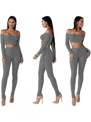 Thermal Underwear Women Fashion Solid Color 2 Piece Set Sexy Off Shoulder Long Sleeve Casual Outfit Stretch Bodycon Comfy Sli...
