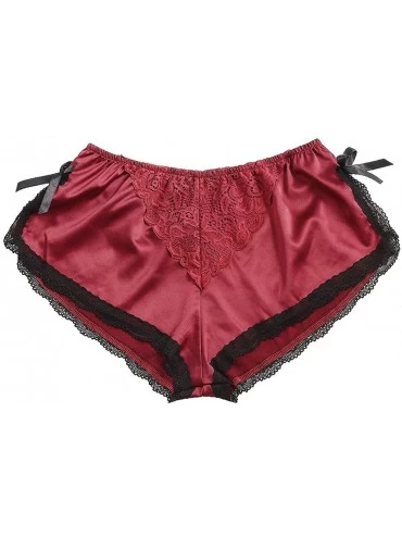 Bustiers & Corsets Satin Pants Sexy lace Pajama Underwear Women Shorts S-XXXL - Red C - CB198NALUT6 $21.19