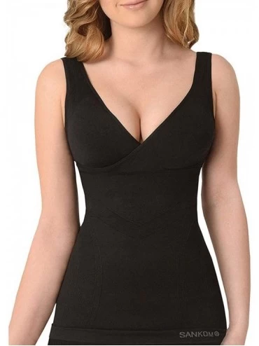 Shapewear Seamless Slimming Posture Corrector Vest Body Shaper with Wireless Bra for Women (Beige- Black- White) - Black - CB...