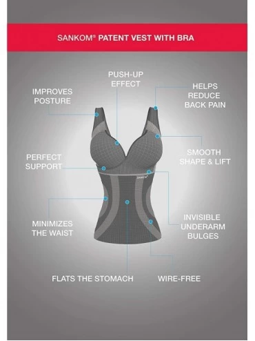 Shapewear Seamless Slimming Posture Corrector Vest Body Shaper with Wireless Bra for Women (Beige- Black- White) - Black - CB...