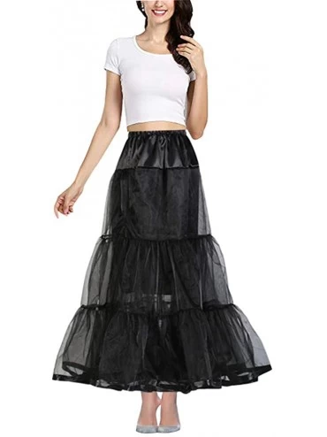 Slips Women's Ankle Length Petticoat Crinoline Tulle Long Underskirt for Formal Dress Christmas - Black - CG192MOLY8O $24.41