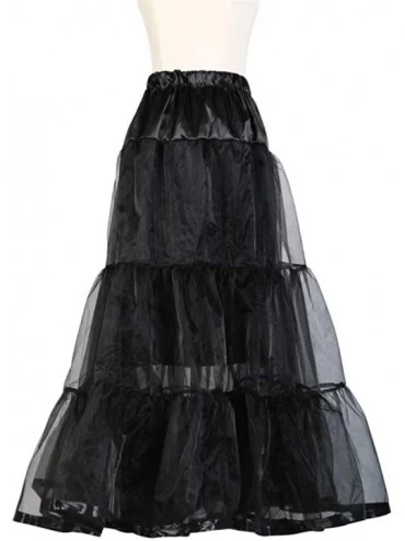 Slips Women's Ankle Length Petticoat Crinoline Tulle Long Underskirt for Formal Dress Christmas - Black - CG192MOLY8O $14.32