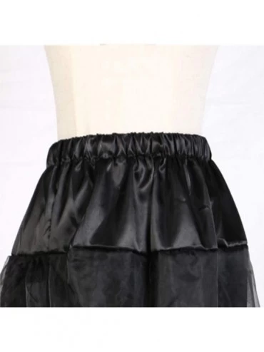 Slips Women's Ankle Length Petticoat Crinoline Tulle Long Underskirt for Formal Dress Christmas - Black - CG192MOLY8O $14.32