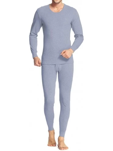 Thermal Underwear Men Long Thermal Underwear 2 Pieces Breathable Elastic Thin Johns Sets - Light Grey - CF18ZUL9C24 $36.32