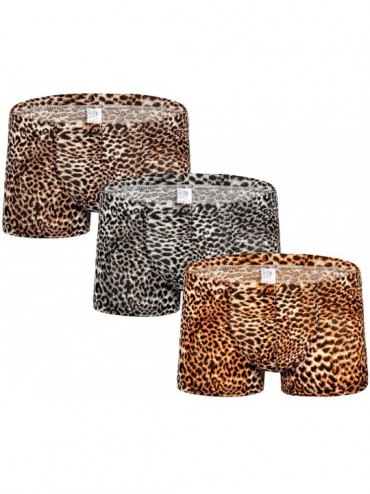 Briefs Men's Sexy Leopard Low Rise Moisture-Wicking Boxer Brief - Yellow- Brown & Black - CW18Y6I6KLK $50.84