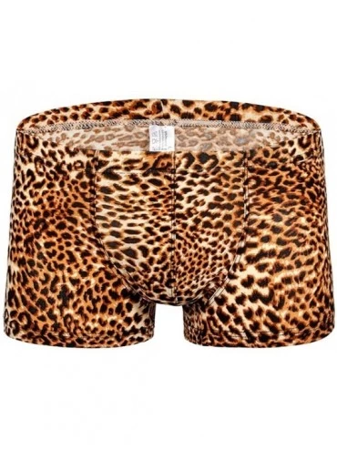 Briefs Men's Sexy Leopard Low Rise Moisture-Wicking Boxer Brief - Yellow- Brown & Black - CW18Y6I6KLK $28.89