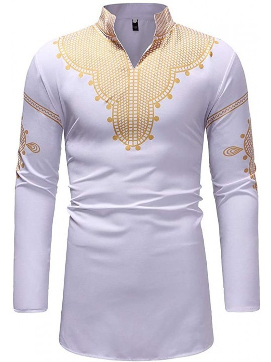 Shirt Mens Autumn Winter Luxury African Print Long Sleeve Dashiki Shirt ...