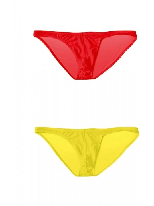 Bikinis Men's Sexy Breathable Sheer Ice Silk Bikini Briefs Underwear Panties - 2 Pack 3 - C218DREQ4AR $15.03