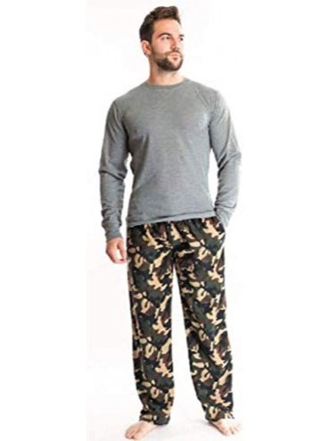 Sleep Sets Men's Extreme Comfort Super Soft Holiday Thermal + Lounge Pant Sleep Set - Olive - CC1872YUN9E $56.66