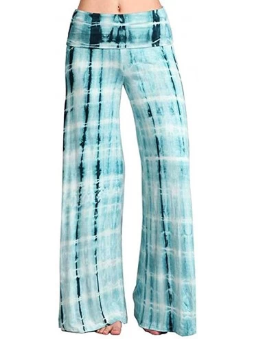 Bottoms Womens Floral Print Lounge Pants Pajama Pants Straight Casual Loose Wide Leg fold Over Comfy Palazzo Pants Green - C8...