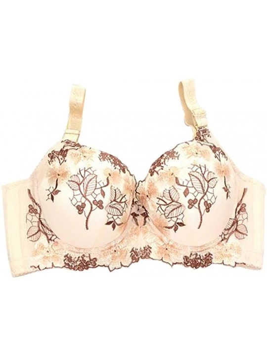 Camisoles & Tanks Female Sexy Embroidered Girl Adjustable Bras Sexy Lingerie Body Beauty Underwear - Khaki - CU18YK3H3H5 $17.21