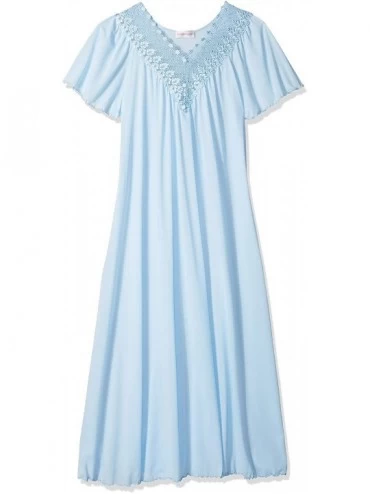 Nightgowns & Sleepshirts Women's Beloved 53 Inch Flutter Sleeve Long Gown - Blue - CK11N01QDPT $64.98