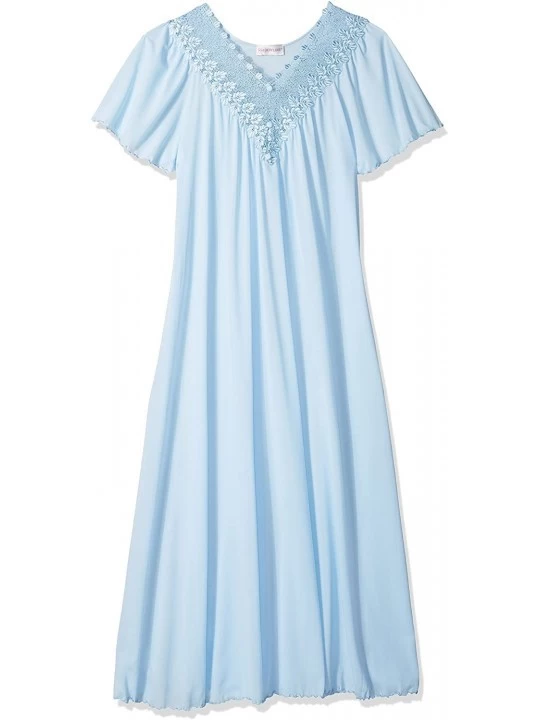 Nightgowns & Sleepshirts Women's Beloved 53 Inch Flutter Sleeve Long Gown - Blue - CK11N01QDPT $27.22