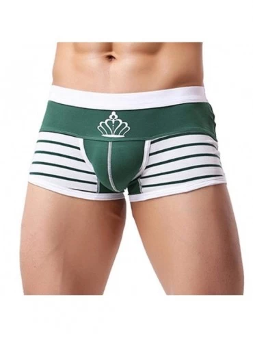 Boxer Briefs Men's Boxer Briefs Sexy Striped Soft Comfy Breathable Pouch Underpants Underwear (L- Green) - Green - C018H84XRN...
