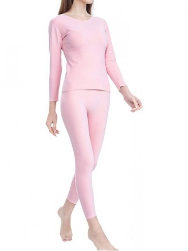 Thermal Underwear Women's Thermal Underwear Set Soft Warm Base Layer Set Long Johns Set - Pink - CZ1938IUTU0 $44.55