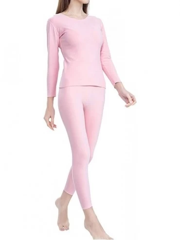 Thermal Underwear Women's Thermal Underwear Set Soft Warm Base Layer Set Long Johns Set - Pink - CZ1938IUTU0 $22.55