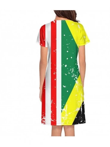 Tops Crewneck Short Sleeve Nightgown Pugs Sunglasses Music Printed Nightdress Sleepwear Women Pajamas Cute Usa Jamaica Flag -...