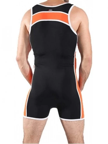 Shapewear Mens Jumpsuits Boxers Wrestling Singlet Sports Gym Body Shapers Bodysuits Undershirts - Black - CM18ANYWGM7 $18.59