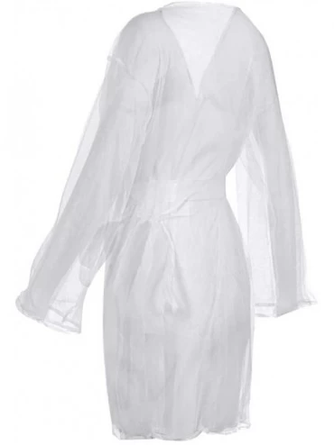 Robes Women Cotton lace Robe Bridesmaid Robes Wedding Robe Bridal Bride Robe One Piece Nightwear - White - C01970IUE3X $16.84