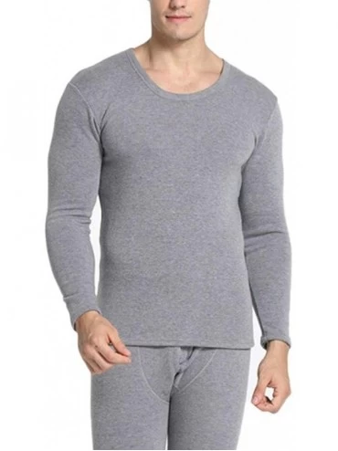 Thermal Underwear Thermal Underwear for Men Fleece Lined Top and Bottom Base Layer Winter Warm Long John Set - Gray - CH192NR...