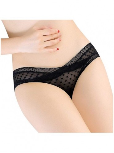 Bustiers & Corsets Women Sexy Panties Cross Mesh Splice Briefs Thongs Low Waist Lingerie Underwear - Black - CY1943WRWMA $9.88