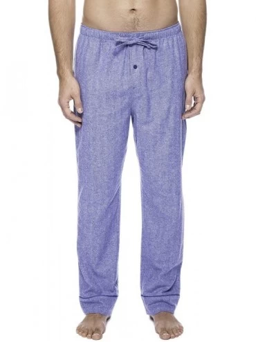 Sleep Sets 100% Cotton Mens Flannel Pajama Pants with Pockets & Drawstring - Herringbone Blue - CN12I8ZCF0D $14.68