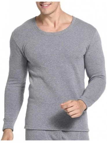 Thermal Underwear Thermal Underwear for Men Fleece Lined Top and Bottom Base Layer Winter Warm Long John Set - Gray - CH192NR...
