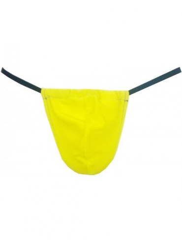 G-Strings & Thongs Mens Sexy BH G-String Thong Swimsuit Undergarment 15 Solid Colors - Yellow - CY11CNYPZUD $32.75