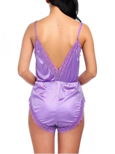 Sets Women Sexy Sleepwear Pajamas Set Lace Camisole Set Modal Cami and Shorts Nightwear - Purple12 - CC18XSS7R4U $26.91