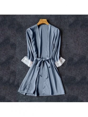 Robes New Silk Kimono Robe Bathrobe Women Silk Bridesmaid Robes Sexy Navy Blue Robes Satin Robe Ladies Dressing Gowns Women's...