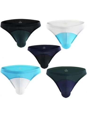 Briefs Men's Sexy Micro Mesh Briefs Transparent Breathable Big Underwear Bikinis Briefs - Black Navy White Blue Green 5 Pack ...