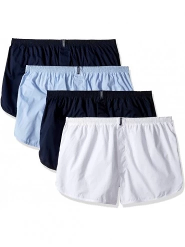 Boxer Briefs Men's Underwear Tapered Boxer - 4 Pack - Icy Blue/White/Navy Blue/Icy Blue - CN11EV5ZCXR $25.25