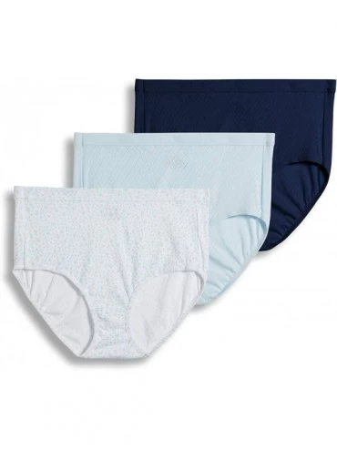 Panties Women's Underwear Elance Breathe Brief - 3 Pack - Flowing Fine/Frothy Blue/Navy - CG12KDAVQR3 $52.45