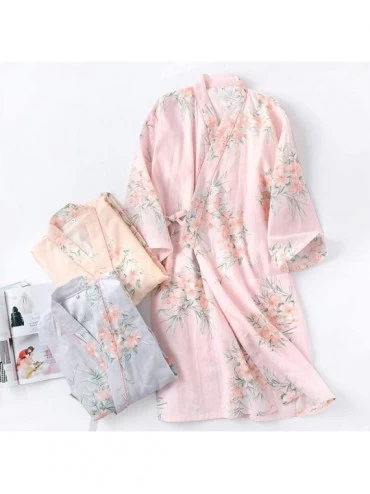 Robes Japanese Women's Robe Kimono Pajamas -Flowers - Multicolor68 - CL18SGRR5TQ $20.44