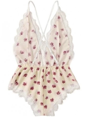 Baby Dolls & Chemises Women V-Neck Lingerie Lace Babydoll Chemise Nightwear Outfits Eddy Lace Babydoll Satin Pajamas Nightwea...
