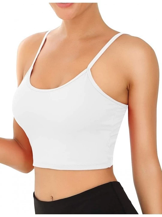 Camisoles & Tanks Women's Sports Bras Fitness Yoga Workout Crop Tops Padded Running Camis Vest Gym Cropped Tanks - White - C6...