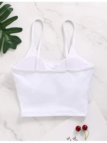 Camisoles & Tanks Women's Sports Bras Fitness Yoga Workout Crop Tops Padded Running Camis Vest Gym Cropped Tanks - White - C6...