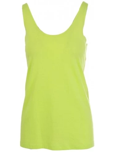 Tops Women Short Sleeve Tank Top with Constrast Stitch Lime Green - CO121UYAVOP $11.27