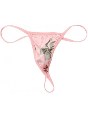 Accessories Fashion Lingerie Set Sexy Flower Satin Silk Sleepdress Thong Underwear for Women - Pink - CS199UH73SQ $10.86